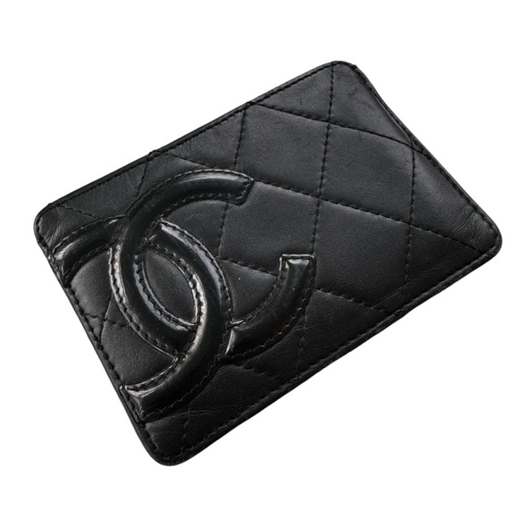 Authentic CHANEL Cambon Black Quilted Smooth Leather & Hot Pink Card Holder - Picture 5 of 14